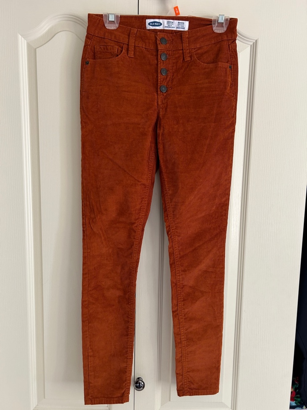 Old Navy Rust Orange Corduroy Skinny Pants with Button-Fly